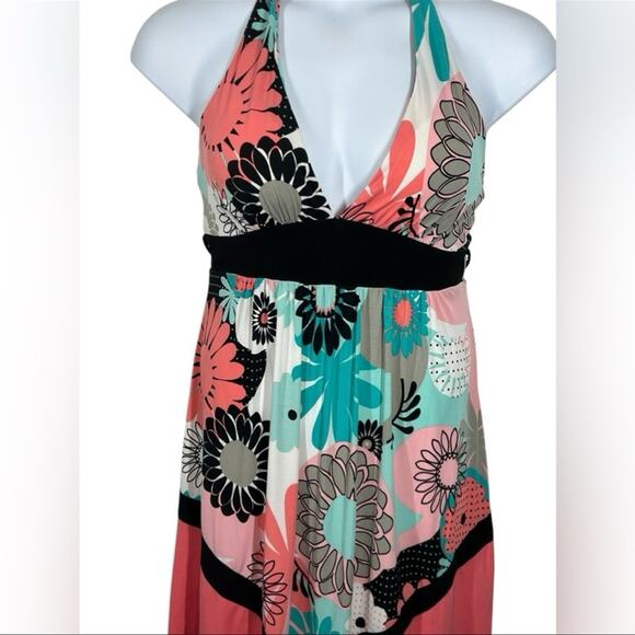 Candie's Vintage Floral Halter Dress Y2K Tropical Print Size Large - Picture 4 of 10